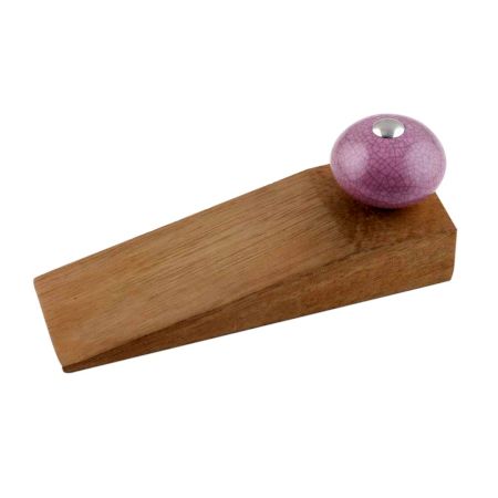 Light Purple Crackle Ceramic Wooden Door Stopper